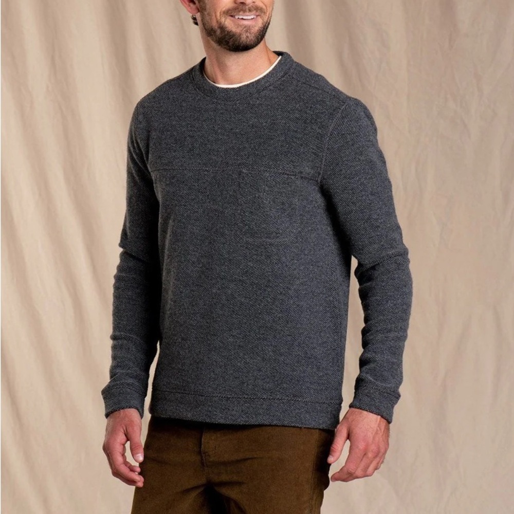 Toad & Co. Grey Breithorn Crew Sweater Ribbed Wool Blend Minimal Classic Size XL